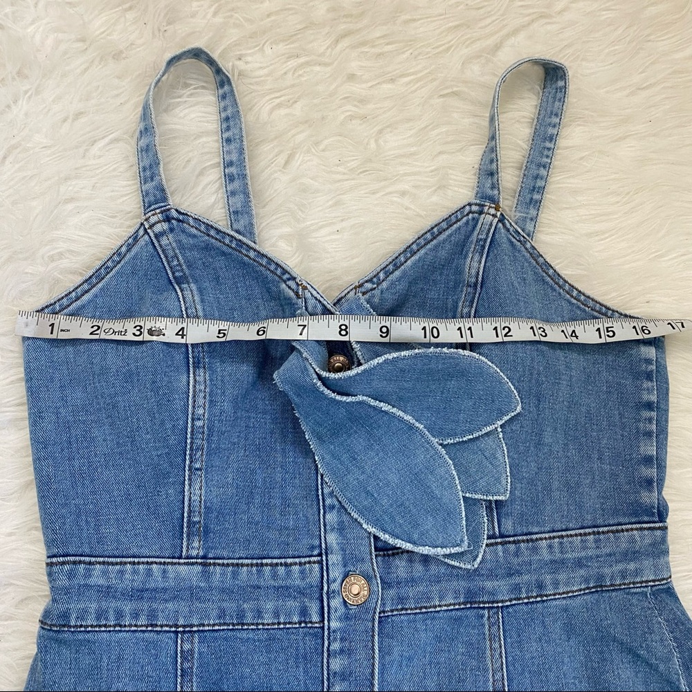 7 FOR ALL MANKIND Double Bow Tie-Front Denim Dress - Picture 6 of 9